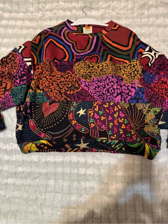 FARM Rio Tops - FARM Rio Multicolor Patterned Sweatshirt - Purple, Pink, Green, Orange, Black